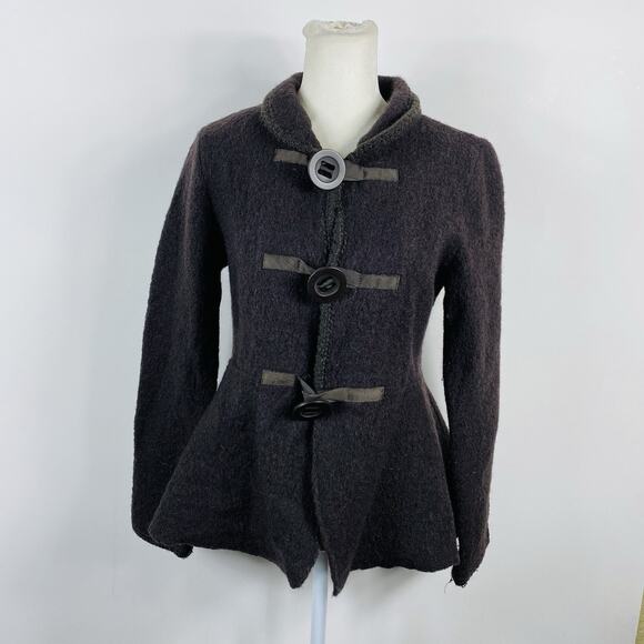 Cynthia Rowley Size Medium 100% Wool Button Front Coat Brown - Picture 1 of 3